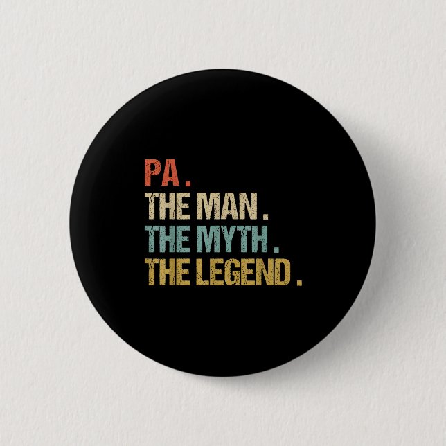 Pa The Man Myth Legend Shirt Funny Father Dad Chri Button (Vorderseite)