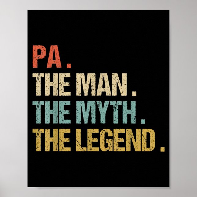Pa The Man Myth Legend Shirt Funny Father Dad Chri Poster (Vorne)