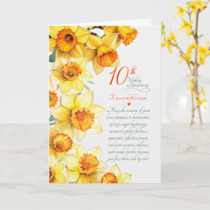 Paar 10. Hochzeitstag sentimentale Narzissen Karte
