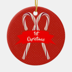 Paar-1. Weihnachtszuckerstange-Namen Keramik Ornament