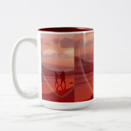 Paar am Strand Valentine Zweifarbige Tasse