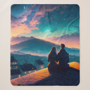 Paar auf dem Dach sitzend Sherpadecke