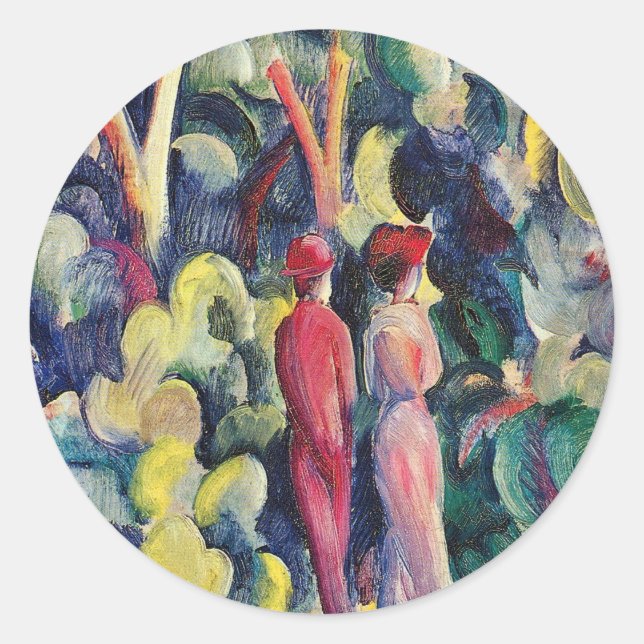 Paar auf der Forststraße von August Macke Runder Aufkleber (Vorderseite)