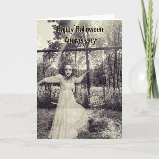 Paar auf Swing Halloween-Jubiläumskarte Karte (Vorderseite)