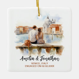 Paar auf Venedig Italien Wasserfarbenreise Keramikornament