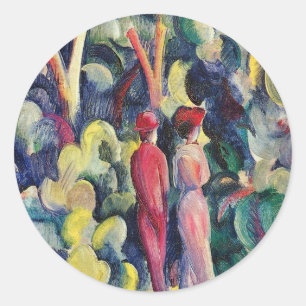 Paar auf Waldweg von August Macke Runder Aufkleber