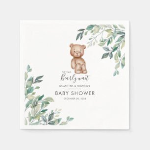 Paar Baby Duwer Eucalyptus Grüne Skript Serviette