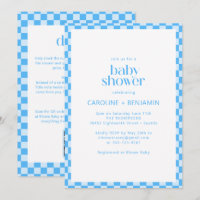 Paar-Baby-Party Alles-in-Einem Blau Kariert Retro