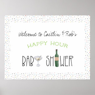 Paar-Baby-Party Happy Hour Begrüßungsplakat Poster