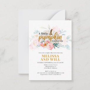 Paar-Baby-Shower-Kürbis-Aquarell-Blumen Mitteilungskarte