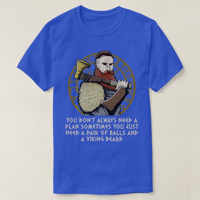 Paar Bälle und ein Valhalla Bart Funny Norse Hum T-Shirt (Design vorne)