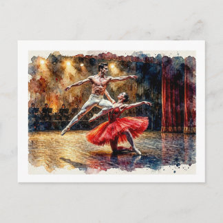 Paar bei Ballettaufführung, Postkarte