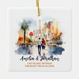 Paar bei Las Vegas Nevada Wasserfarbenreise Keramikornament