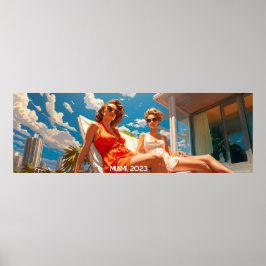 Paar Damen auf einem Miami-Sonnendeck - extrem bre Poster