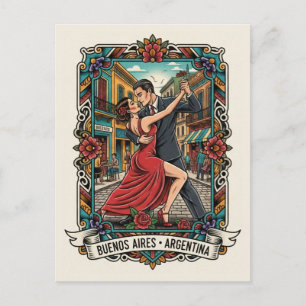 Paar, das in Argentinien Tango tanzt Postkarte