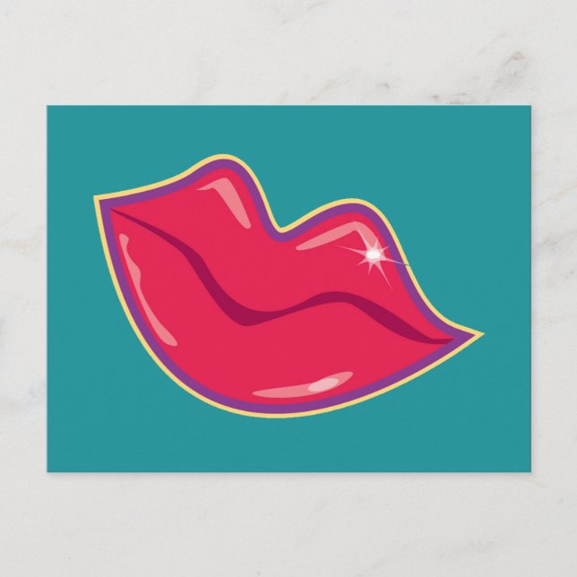 Paar der Kirschroten Lippen Postkarte (Vorderseite)