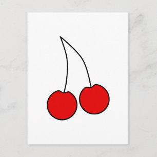 Paar der Roten Kirschen. Schwarze Kontur. Postkarte