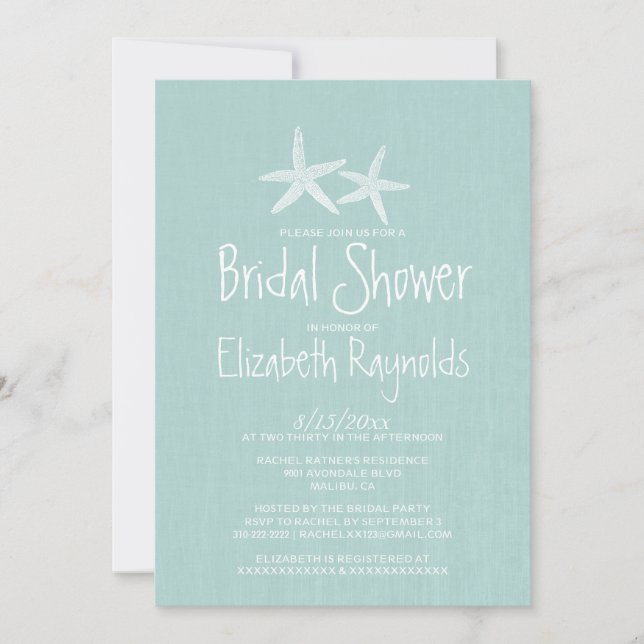 Paar der Starfish Bridal Dusche Einladungen (Vorderseite)