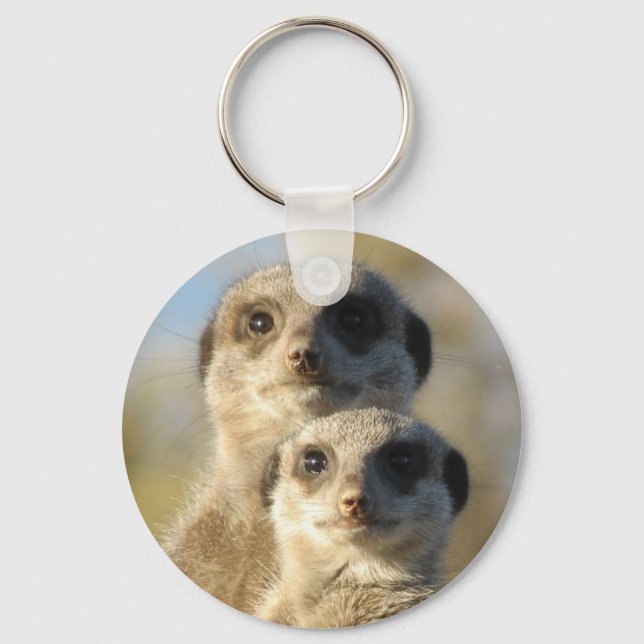 Paar des Niedlichen Fotos Meerkats Schlüsselanhänger (Vorderseite)