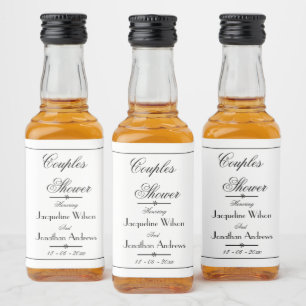 Paar Dusche Elegante Chic Script Namen Mini Alkoholflaschenetikett