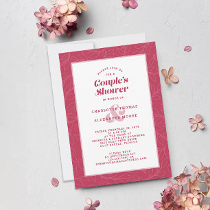 Paar-Dusche Hochzeit Magenta Rot Modern Casual Einladung