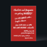 Paar Dusche kühne Red Playful Typografy Spaß Einladung<br><div class="desc">Genießen Sie Ihre Hochzeit in stilvollem Ambiente mit den kühnen und lebendigen Duschen der roten Pärchen. Mit spielerischer Typografie und einem fröhlichen Design sind diese Einladungen perfekt für moderne Paare geeignet, die den Ton für eine fröhliche und festliche Hochzeitsfeier im Set suchen. Egal ob Sie eine entspannte Ansammlung oder ein...</div>