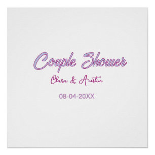 Paar Dusche Name Datum grau trendy einfach rosa Poster