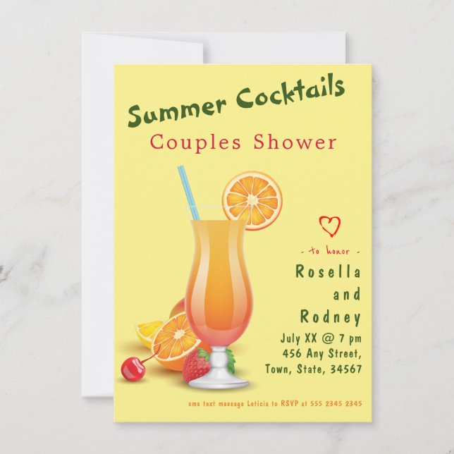 Paar Dusche Sommercocktails Einladung (Vorderseite)