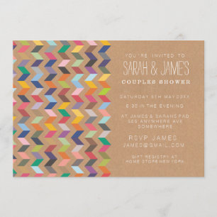 Paar-Duschen-aztekisches Zickzack Party laden ein Einladung