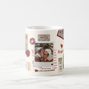 Paar-Foto-Collage Scrapbook Liebesgeschichte Kaffeetasse