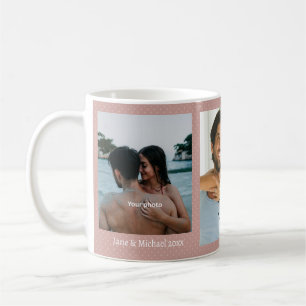 Paar-Foto mit rosa Punkten Tasse rosa Liebesherzen