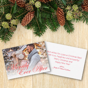 Paar-Foto-Weihnachtskarte "Merrily Ever After" Mitteilungskarte