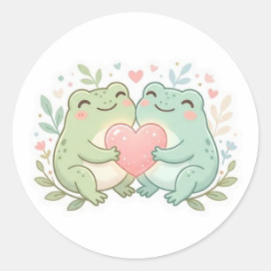 Paar Frosch Aufkleber Süß Zwei Frösche Liebe Herz