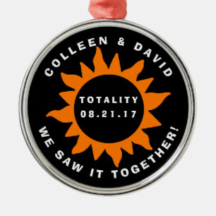 Paar-Gesamtheits-Solareklipse personalisiert Silbernes Ornament