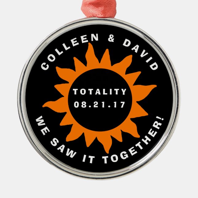 Paar-Gesamtheits-Solareklipse personalisiert Silbernes Ornament (Vorne)