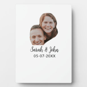 Paar Gesichtsfoto Name Datum einfache Hochzeit Fotoplatte