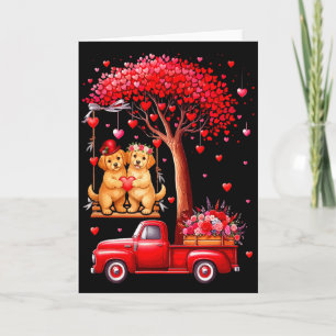 Paar Golden Retriever Valentinsherzen Baum Bild Karte