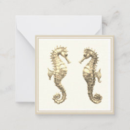 Paar Golden Seepferds Sea Ocean Tierwelt Mitteilungskarte