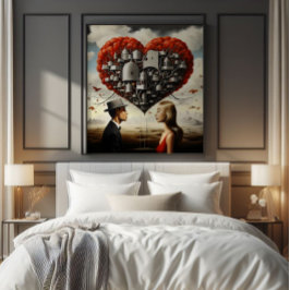 Paar in der Liebe Surrealismus Fotodruck