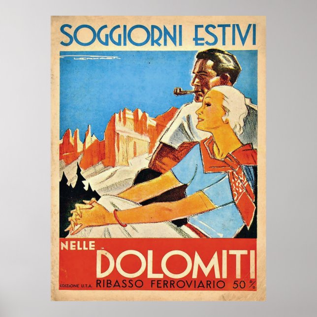 Paar in Dolomites Alpes, Italien Poster (Vorne)