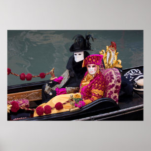 Paar in Gondel auf dem Karneval, Venedig Poster