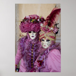 Paar in Karnevalskostüm, Venedig Poster