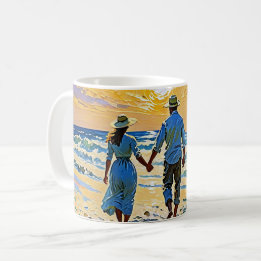 Paar in Liebe am Strand - Kaffee Tasse