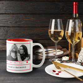 Paar in Liebe I Personalisiert 2 Fotos I Rot I Zweifarbige Tasse