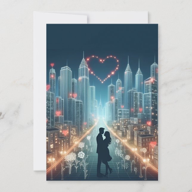 Paar in Liebe mitten in einer Stadt (Vorderseite)