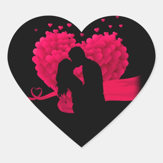 Paar in Liebe Rotes Herz Herz-Aufkleber (Vorderseite)