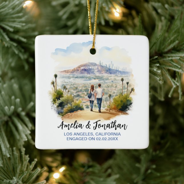 Paar in Los Angeles California Keramikornament (Baum)
