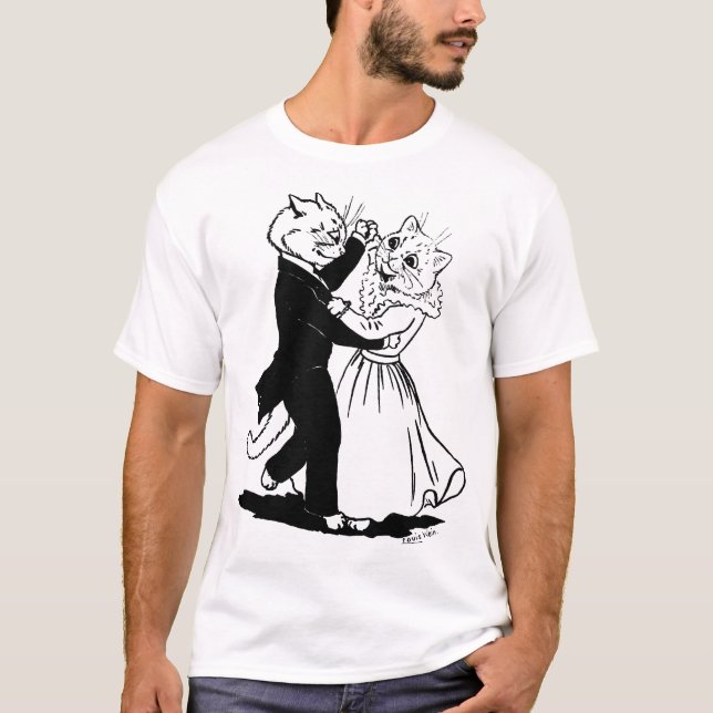 Paar Katzen tanzen, Louis Wain T-Shirt (Vorderseite)