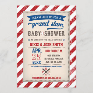 Paar-Koedukationsbaseball-Baby-Dusche Vintag Einladung