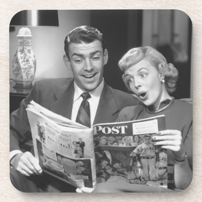 Paar-Lesezeitschrift Getränkeuntersetzer (Vorderseite)